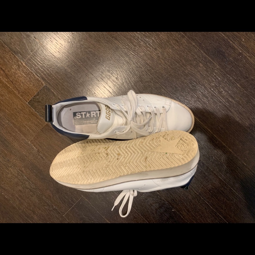 Starter Sneakers in leather with navy heel tab - Picture 5 of 5